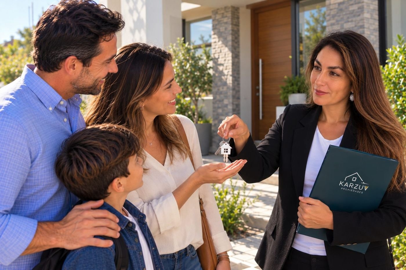 Katica entrega las llaves de su nueva casa a una familia